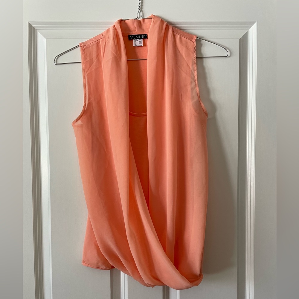 Women’s Venus peach sleeveless tank with overlay